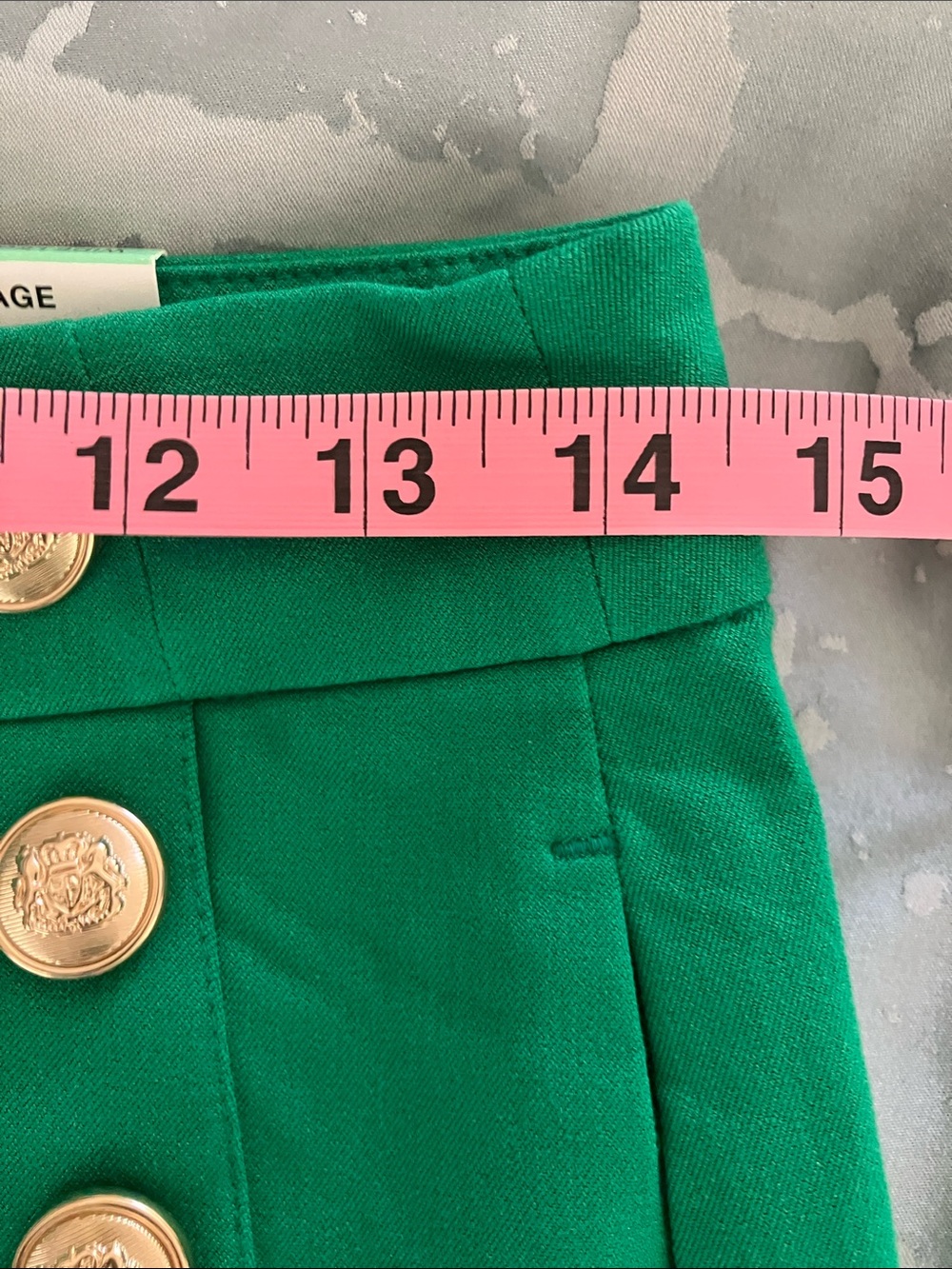 CHARTER CLUB American Heritage Green Wide Leg Pants Gold Buttons Size 8P NWT - Picture 10 of 12